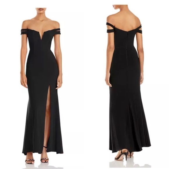 AQUA Off-the-Shoulder Gown - Picture 1 of 10